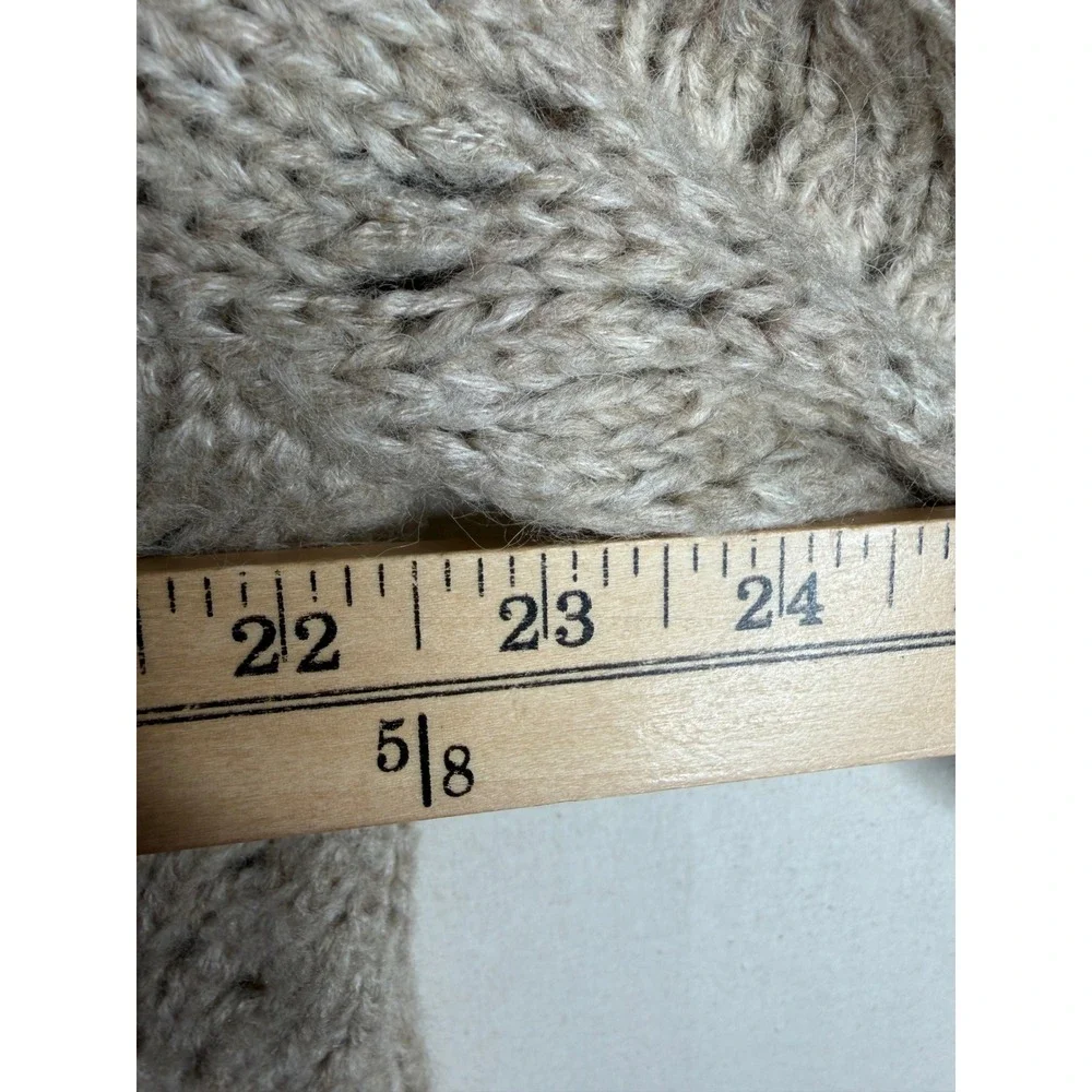 J. Crew Womens Sweater Hoodie In Pointelle Stitch Size Small Biege Alpaca Blend